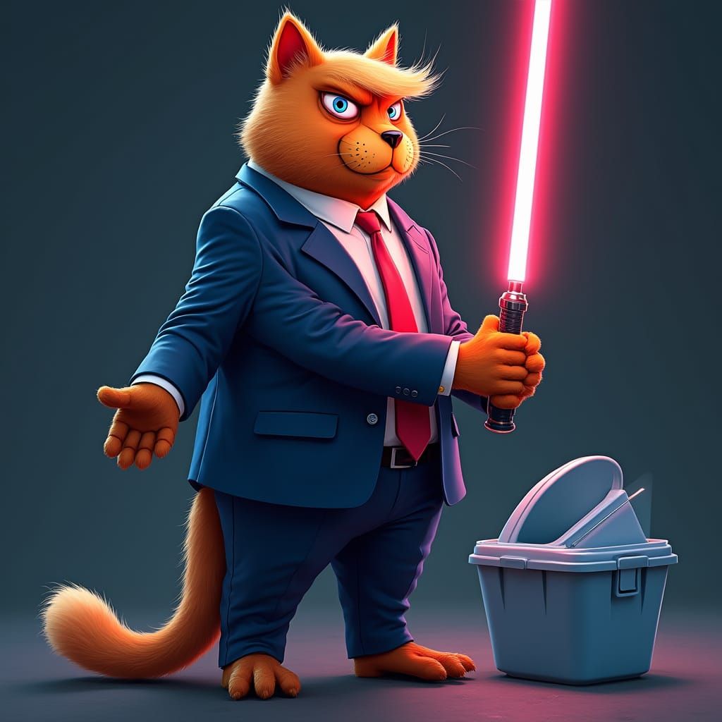 Donald Trump as Menacing Feline Furry in Dark Sci-Fi Style