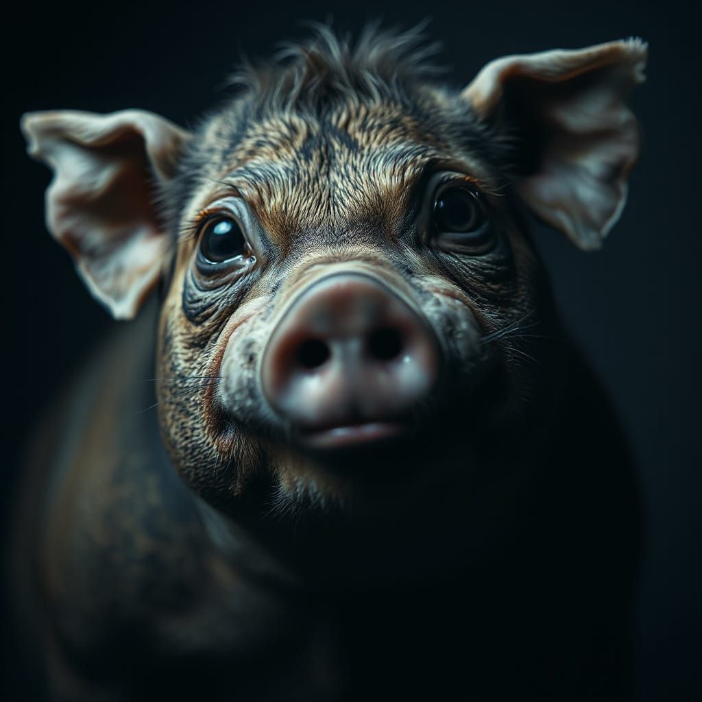 Gothic Pig in Moody Avant-Garde Makeup