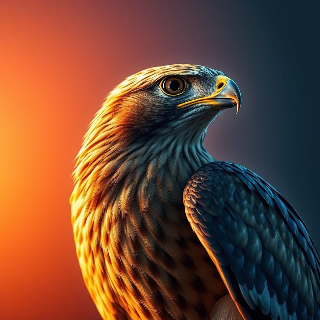 Regal Hawk in Earthy Tones with Iridescent Blues