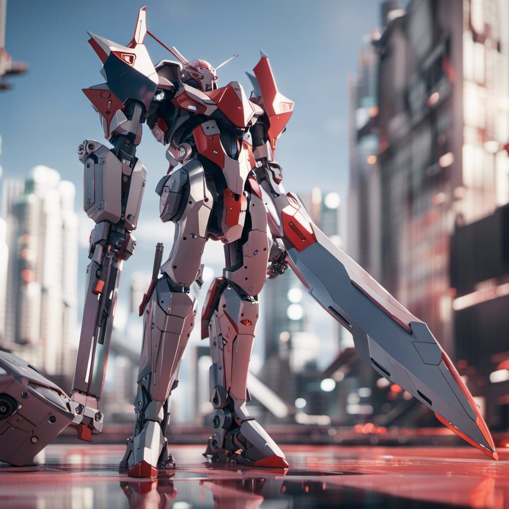 Darling in the Franxx with Giant Sword in Sci-Fi Style