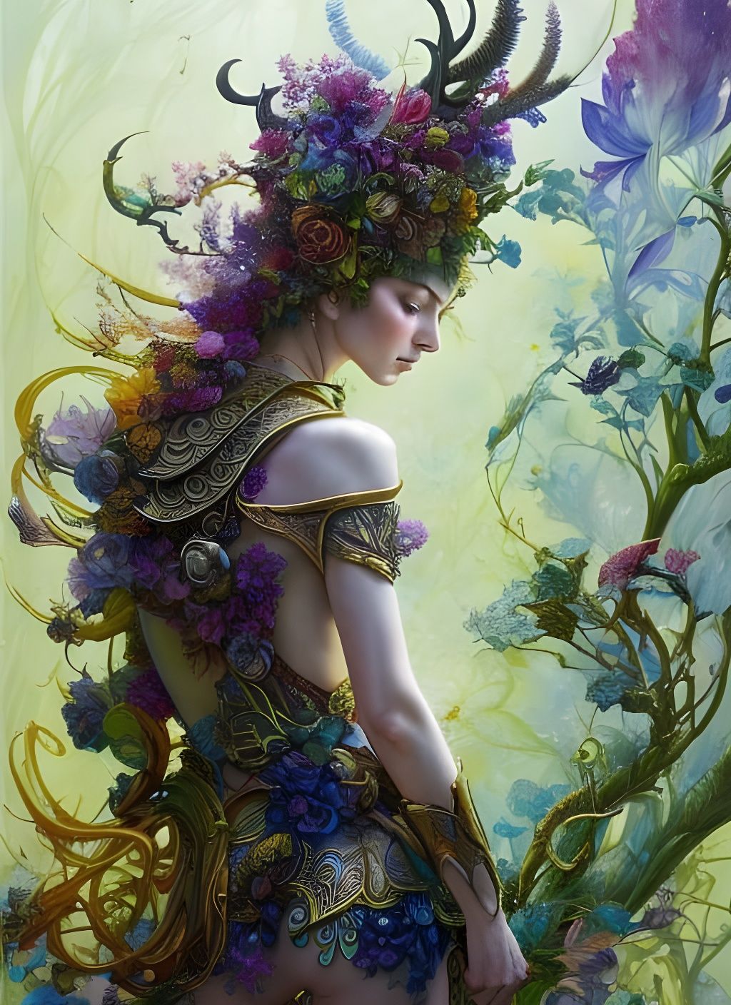 Wildflower Elf Goddess: Fantasycore Impasto Painting