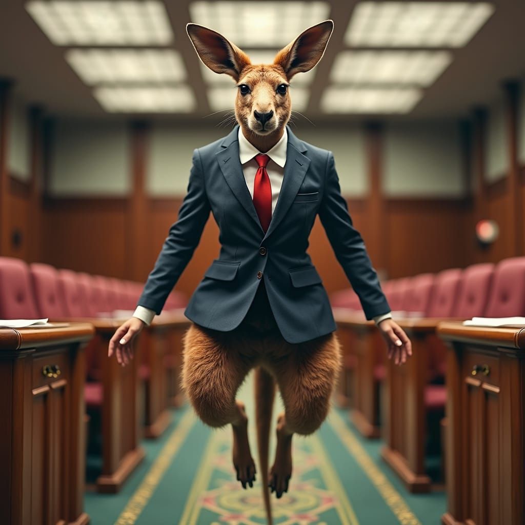 Hyperrealistic Kangaroo Politician Takes Office in Double-Ex...
