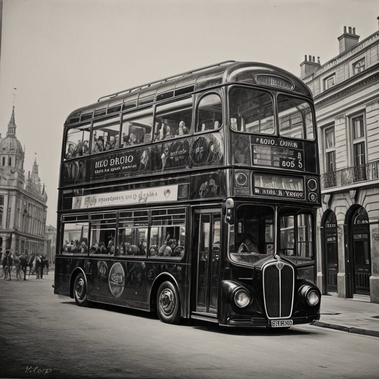 London Double Decker in Surrealist Style
