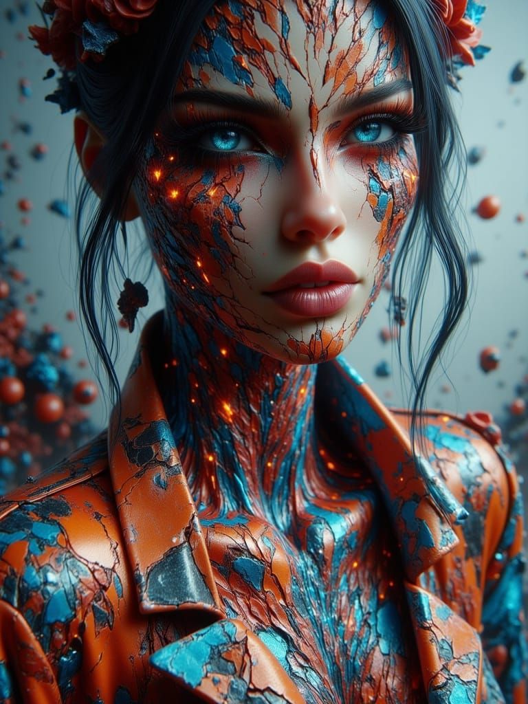 Woman in Vibrant Outfit Inspired by Takashi Murakami