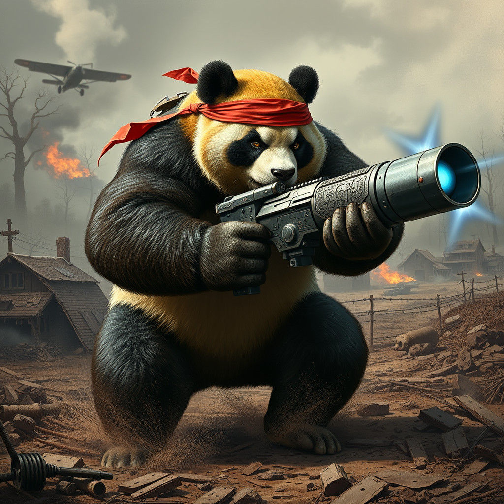 Furious Panda Charges Through WWI Battlefield