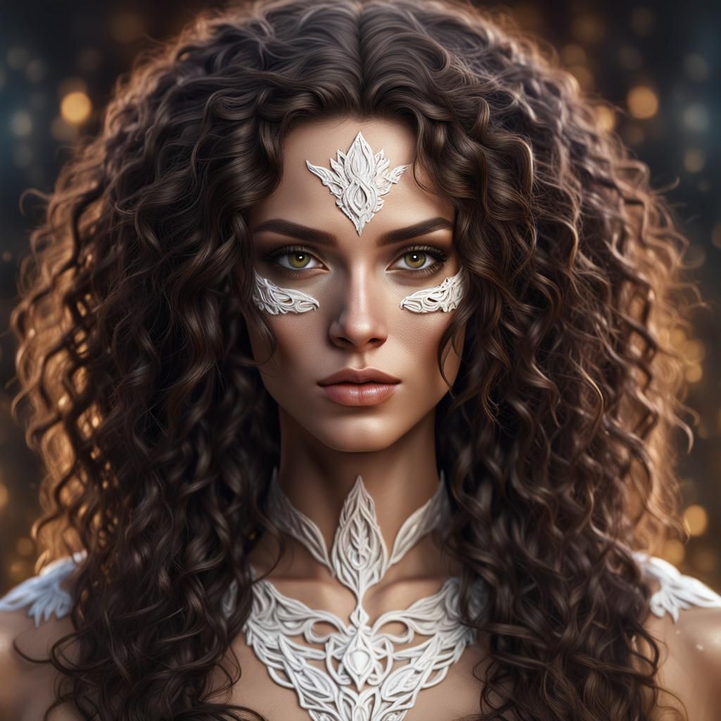 Detailed Portrait of a Beautiful Bare-Chested Woman