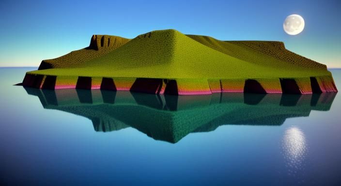 Elegant 3D Graphic with Sgraffito Technique and Tranquil Sea...