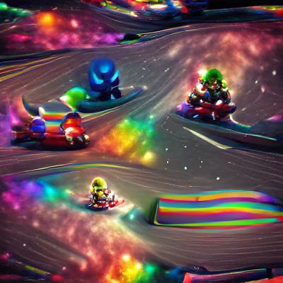 Vibrant Rainbow Road in Outer Space