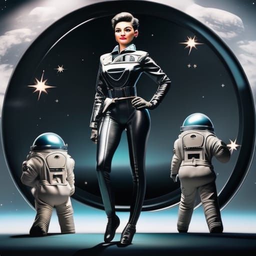 Retro Space Girl in Sci-Fi Pin-Up Style
