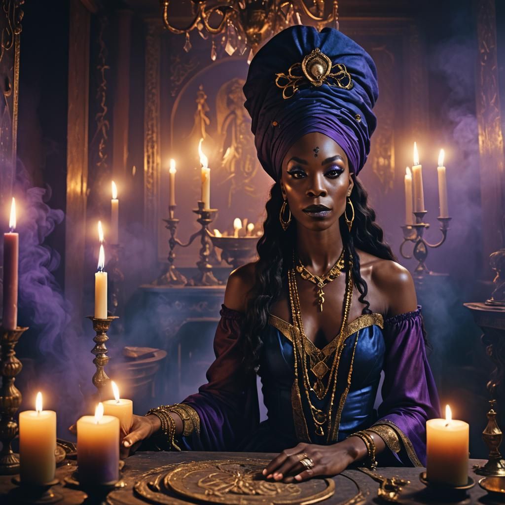 Mystical Madame Laveau Portrait in Dark Academia Style