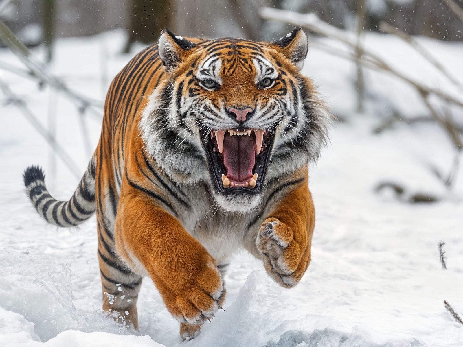 Siberian Tiger Attack: A Photorealistic Close-Up