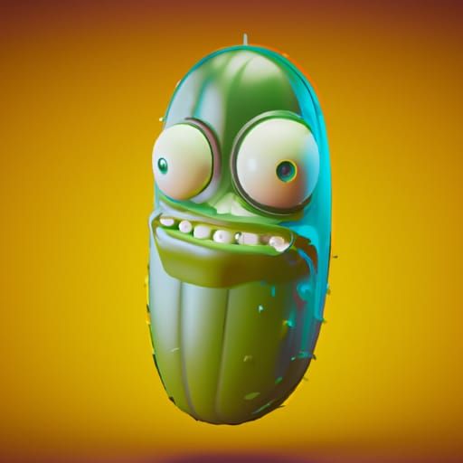 Cartoon Pickle Character in 3D Digital Art Style