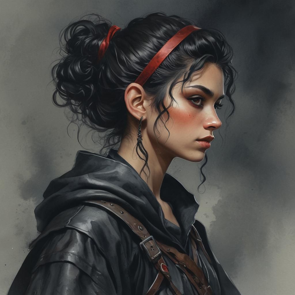 Gnome Fighter Portrait in Watercolor Style