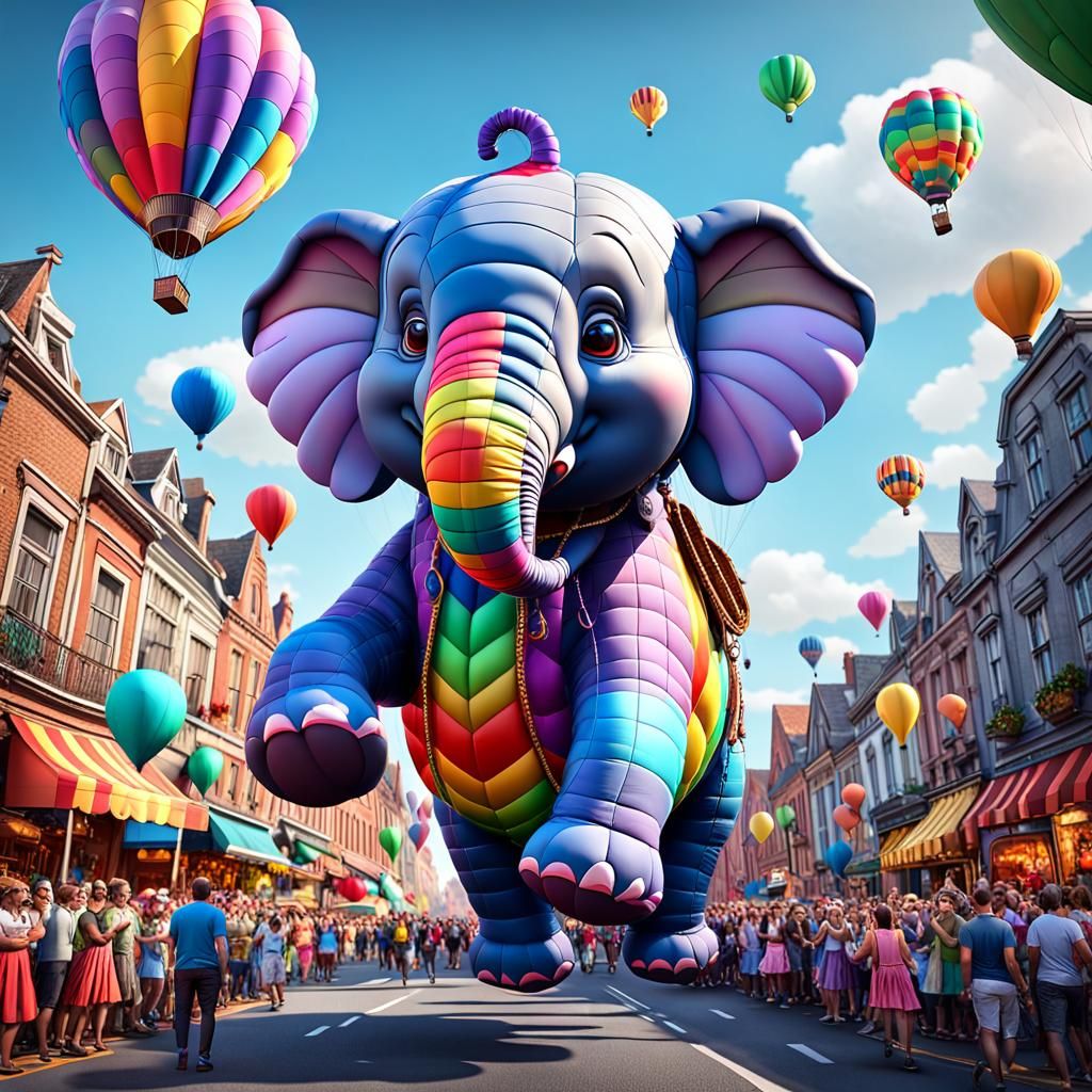 Festive Elephant Balloon in Street Parade