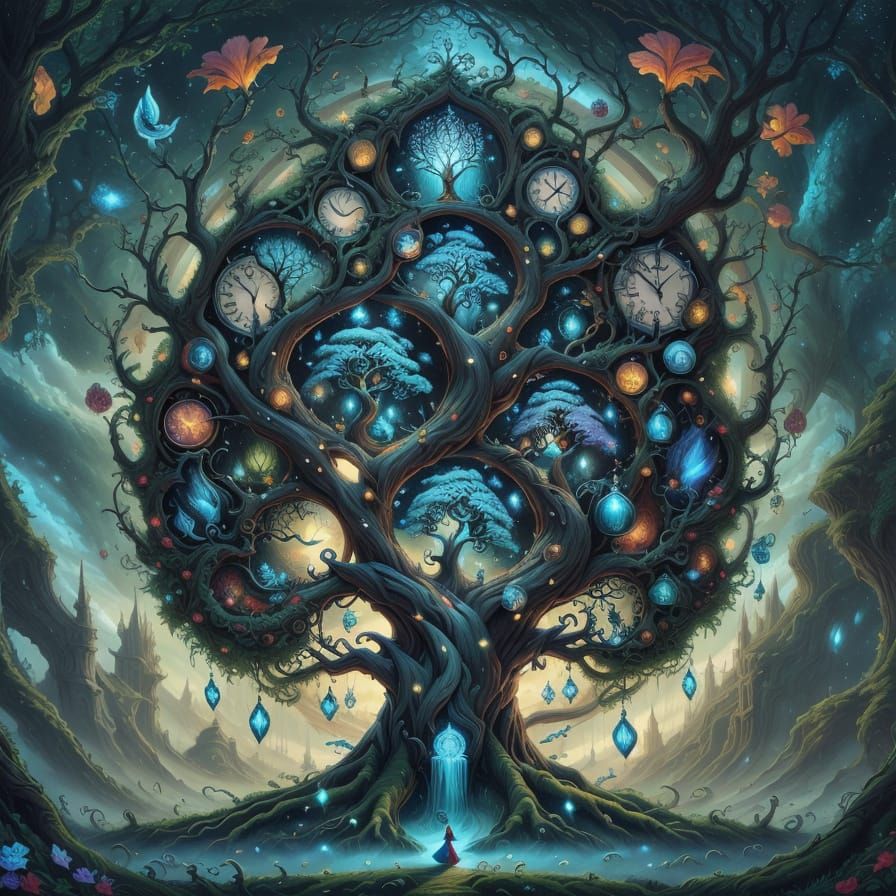 Majestic Fantasy Trees in Golden Light