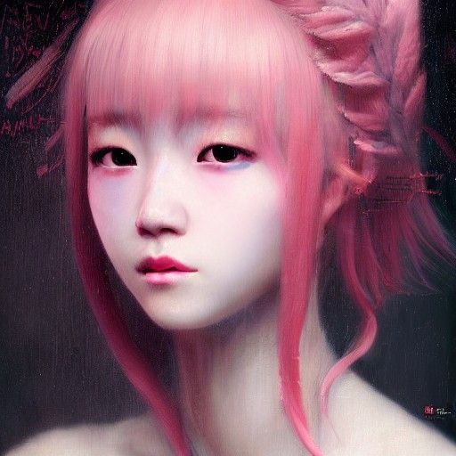 Korean Girl Portrait in Renaissance Impressionism Style
