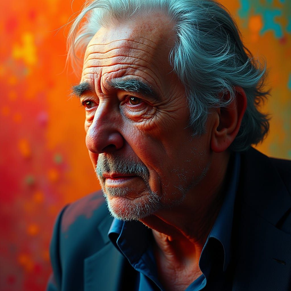 Hyperrealistic Portrait of Mario Benedetti in Dramatic Light...