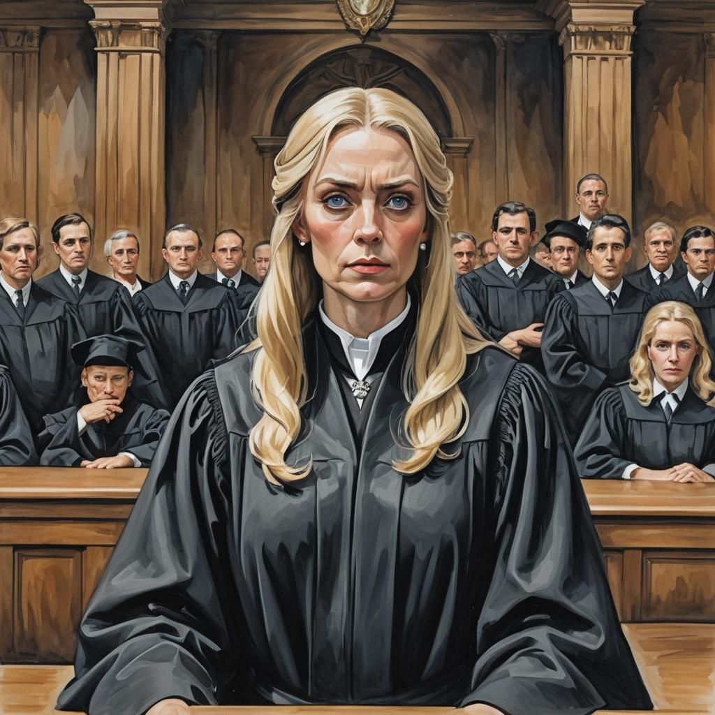 Female Judge in Black Robes Delivers Judgment
