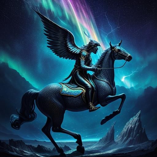 dynamic 3D hyper realistic crystalline a rainbow mane unicor...