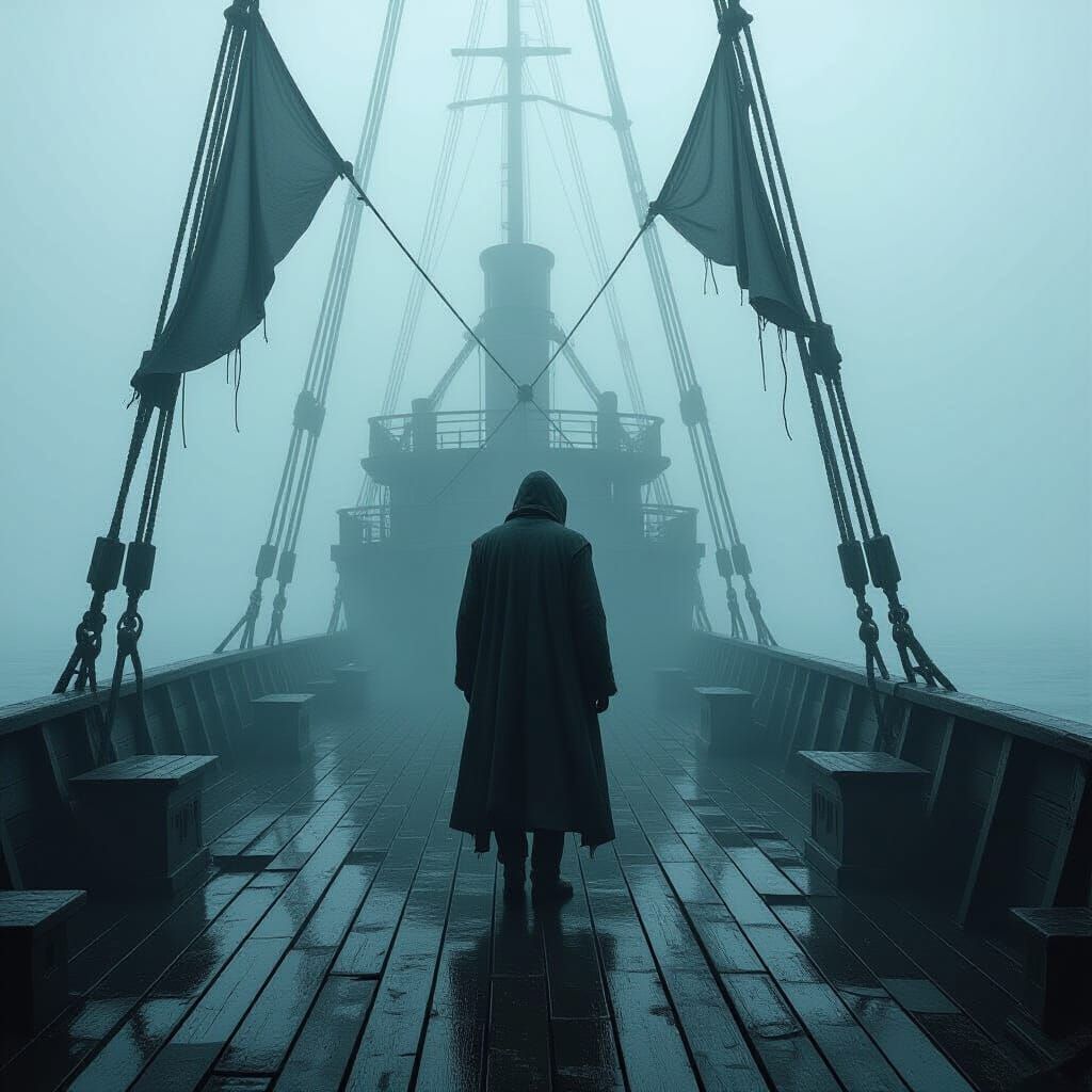 Haunting Fog Envelops Forgotten Steamship Deck