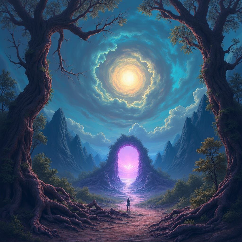 Dreamlike Portal Scene in Vibrant Colors