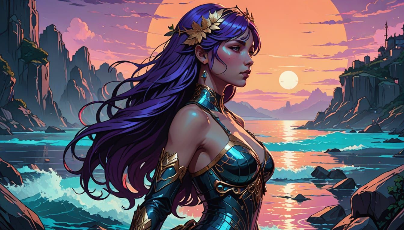 Cyberpunk Siren with Glowing Circuitry and Neon Lights