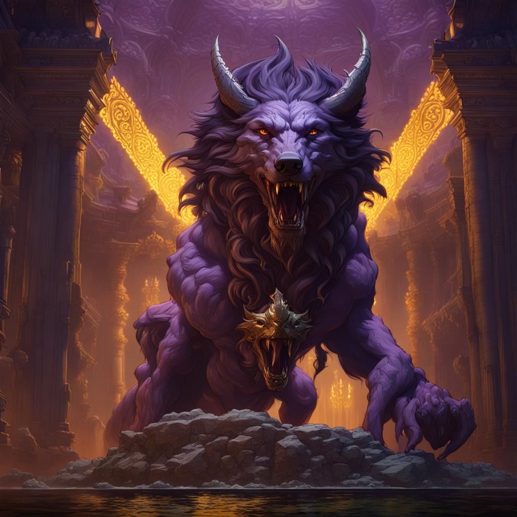 Epic Dark Fantasy Scene: The Gods Punish Fenrir