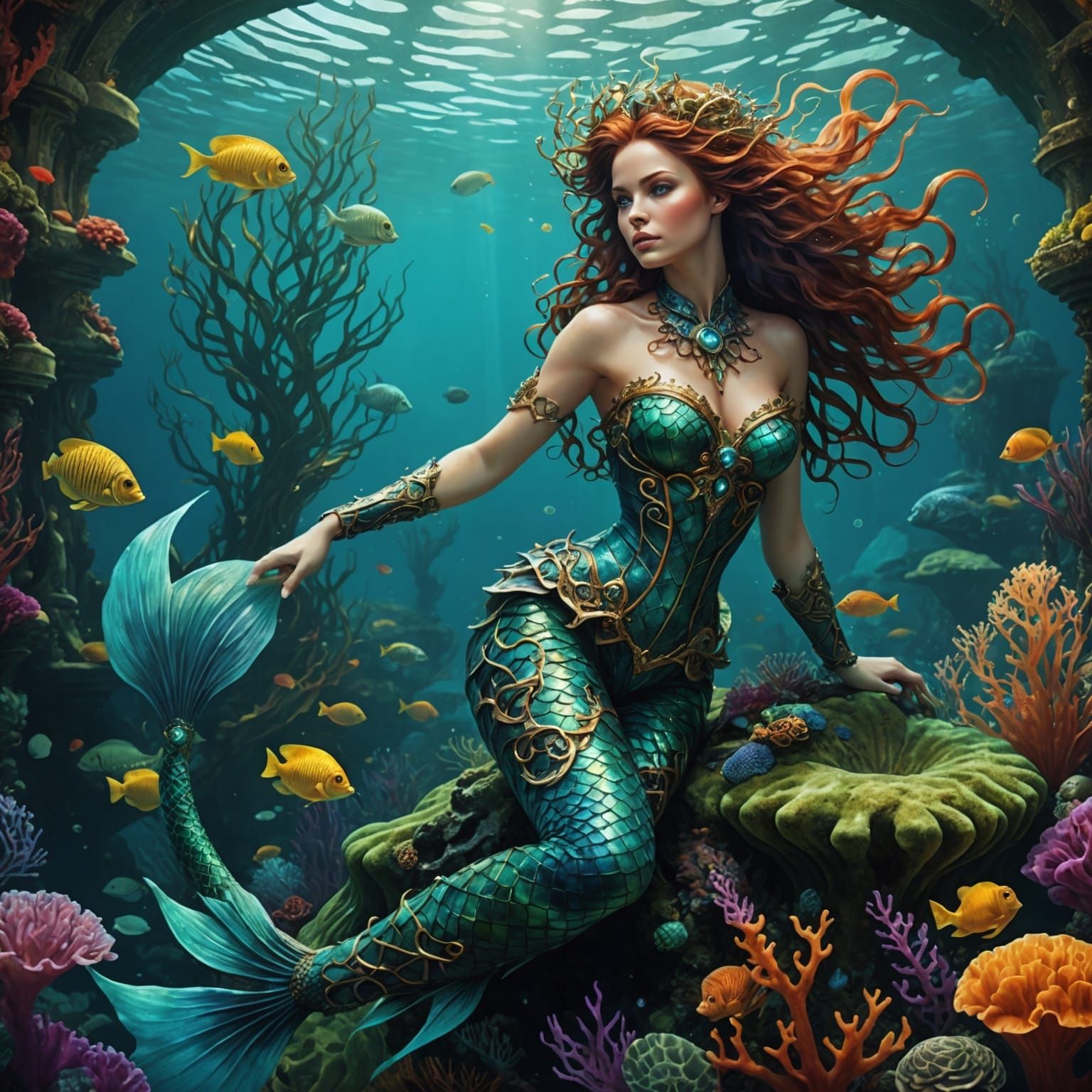 Steampunk Mermaid Portrait in Hyperrealistic Detail
