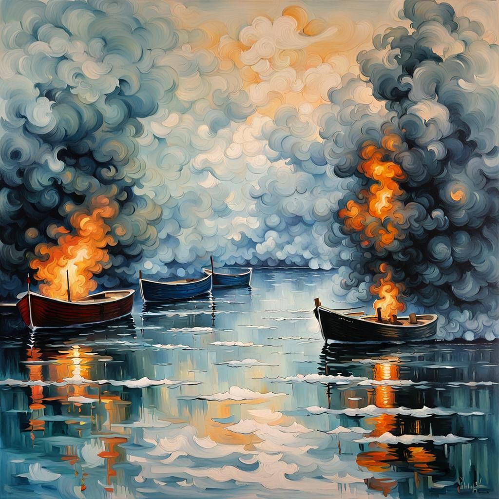Smoke on the Water in Impressionistic Style