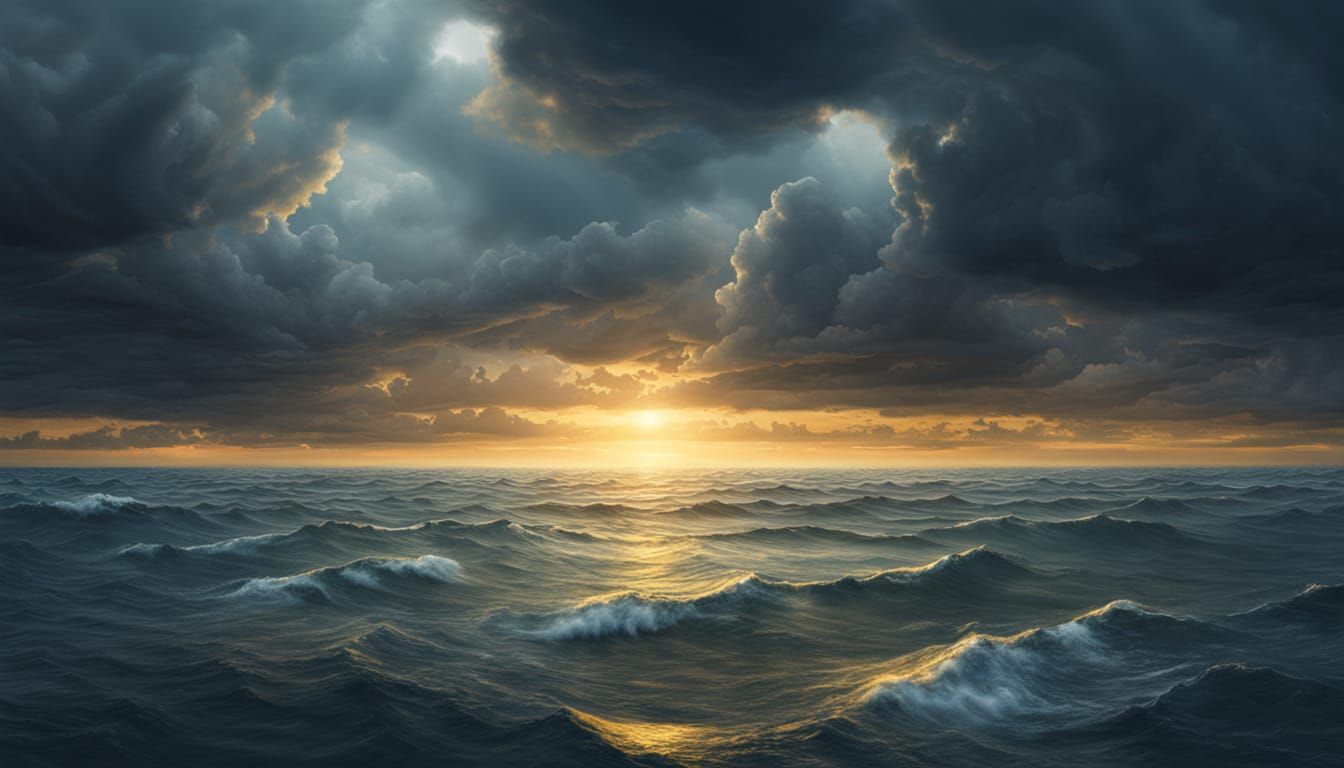 Dramatic Seascape with Luminous Horizon