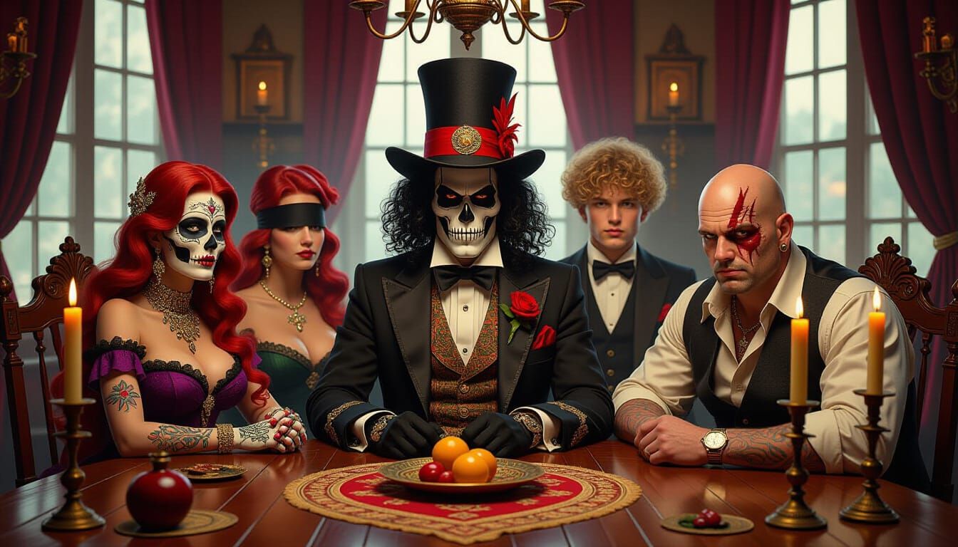 Baron Samedi Family Dinner in Occult Gothic Style