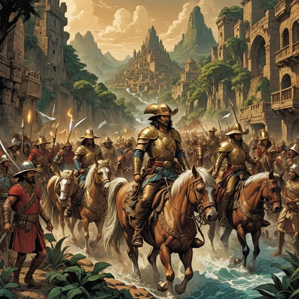 Conquistadors Seek El Dorado: Comic Book Art