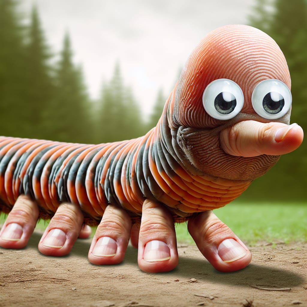 Surreal Thumbobeme Creature with Googly Eyes