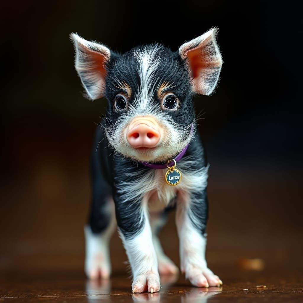 Enchanting Pig-Puppy Creature Named Luna, Dreamy Photo