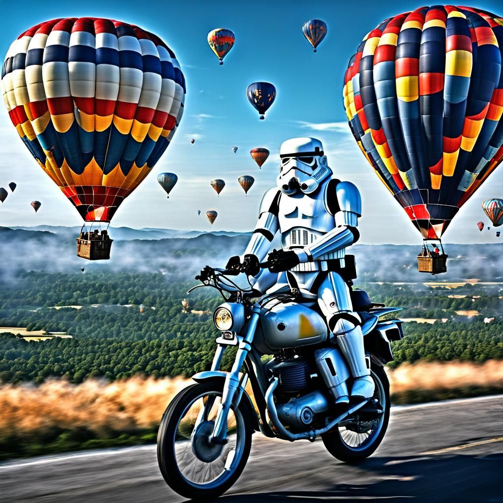 Stormtroopers Soaring in Hot Air Balloons