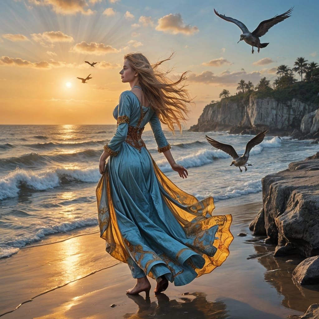 Majestic Oceanic Palace Ship with Ancient Vedic Symbols