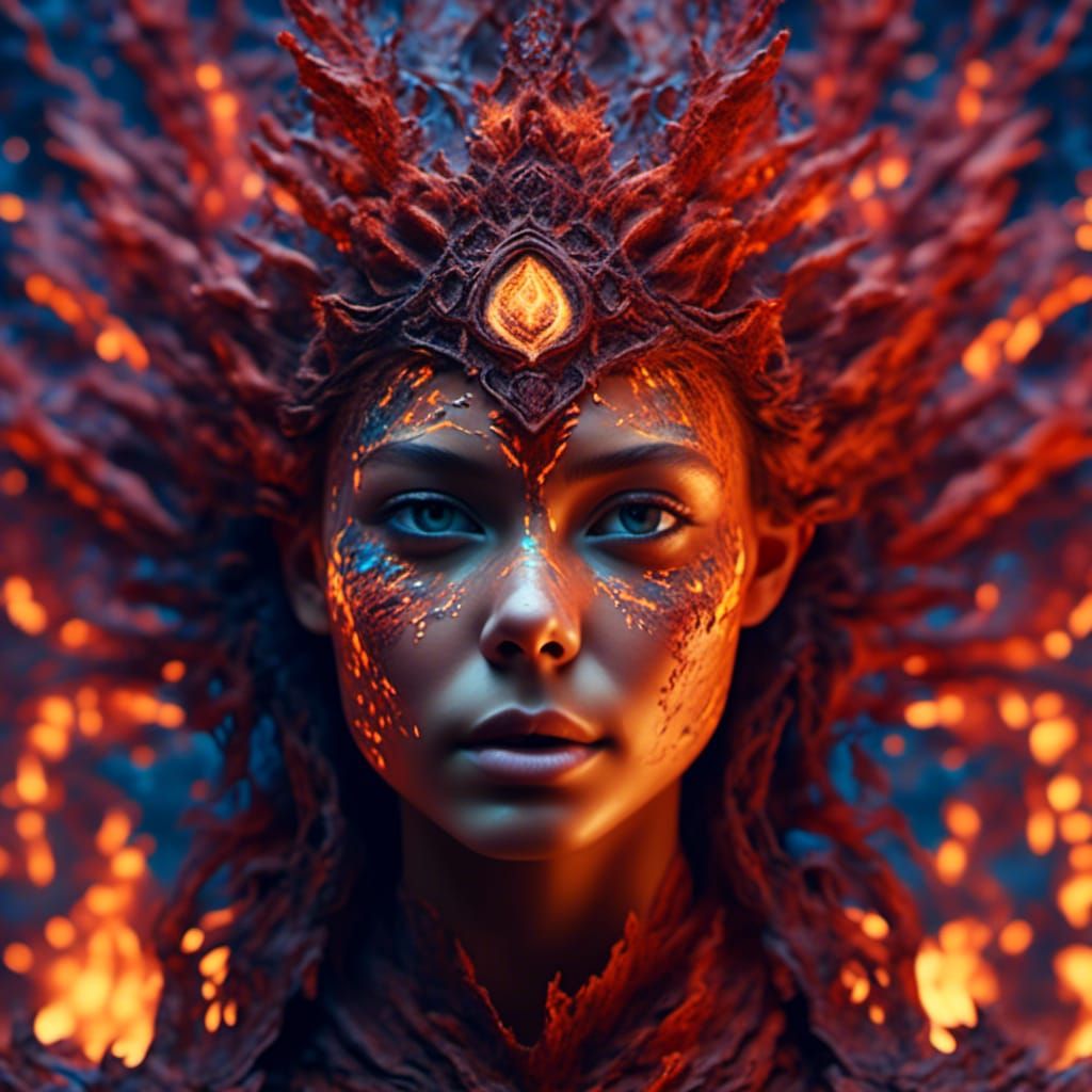 a higher intelligence from the 9th dimension mixed with human consciousness, intricately detailed, 8k resolution, hyper ...