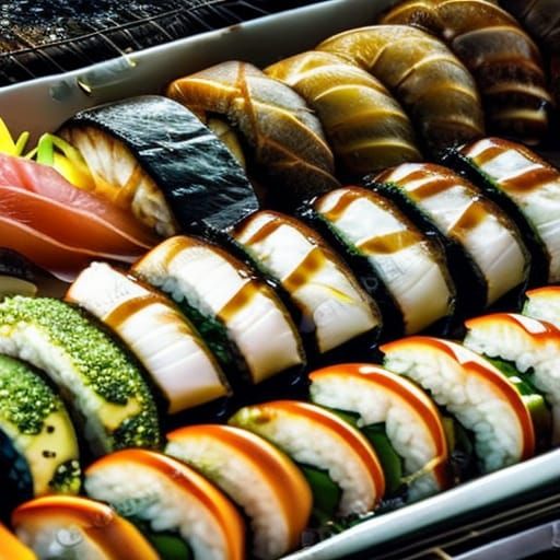 Hyperrealistic Sushi Plates in Cinematic Lighting