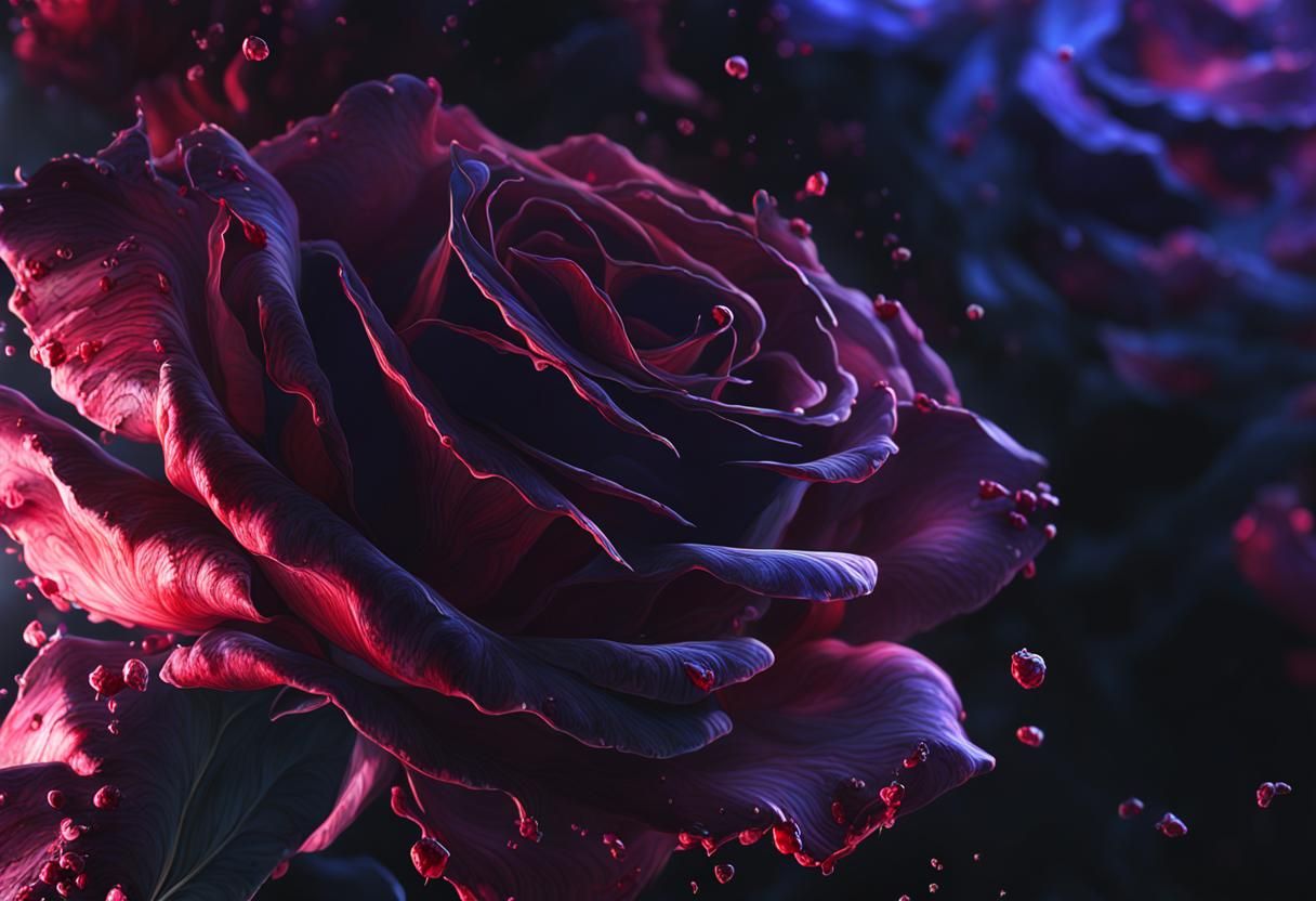 Abstract Bleeding Roses: Detailed Matte Painting