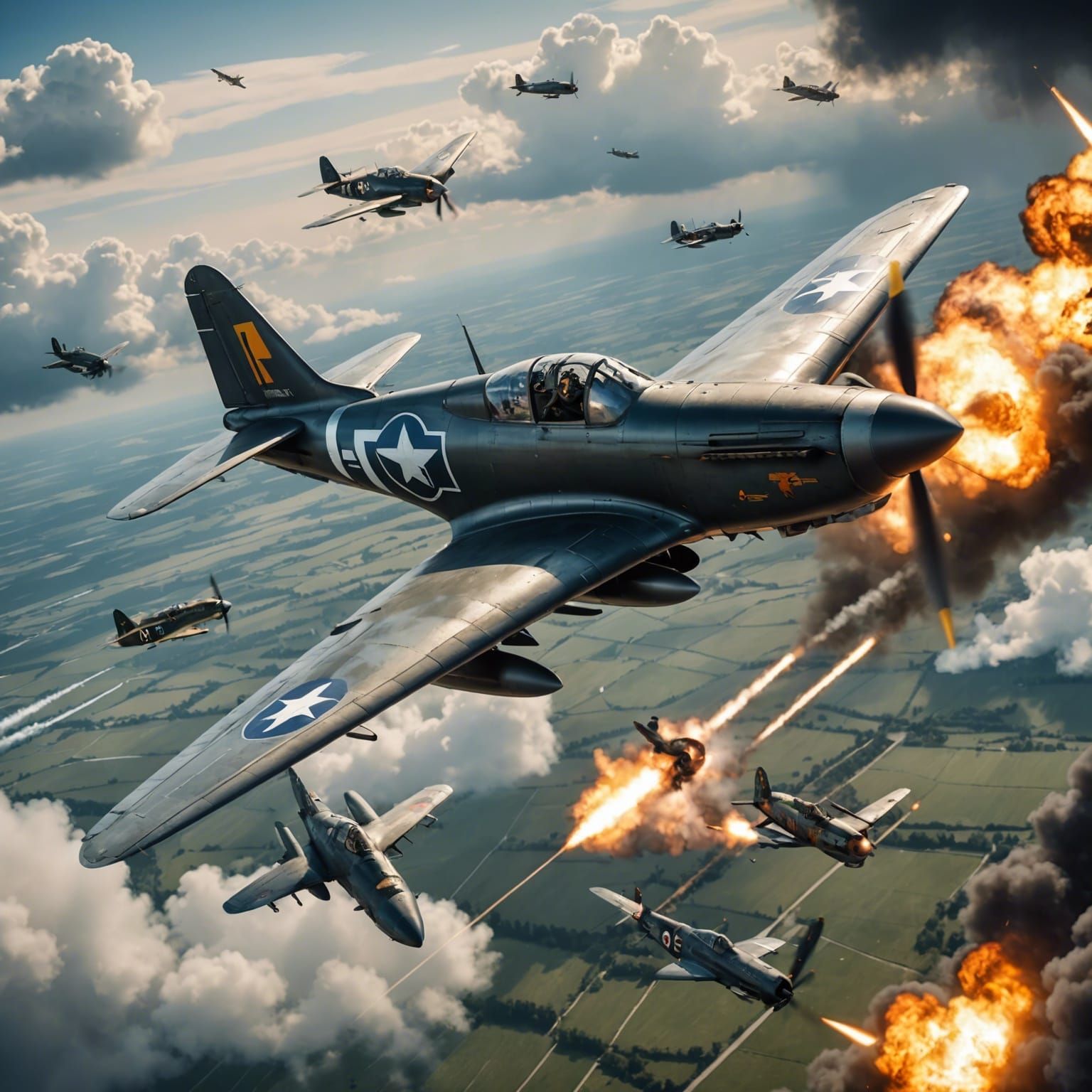 WWII Fighter Jet in Epic Aerial Battle