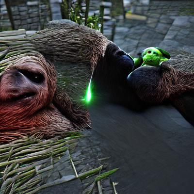 Sloth and Shrek 3D Render in 8K