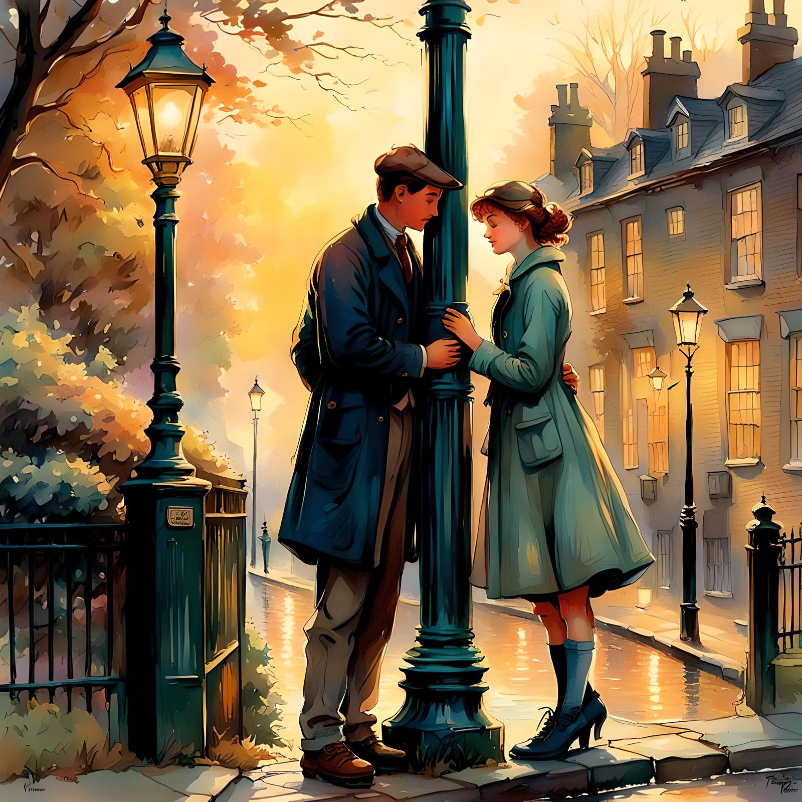 British Boy and Girl in Watercolor Illustration