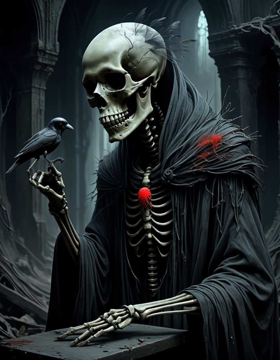 Ethereal Macabre Figure in Dark Surrealism