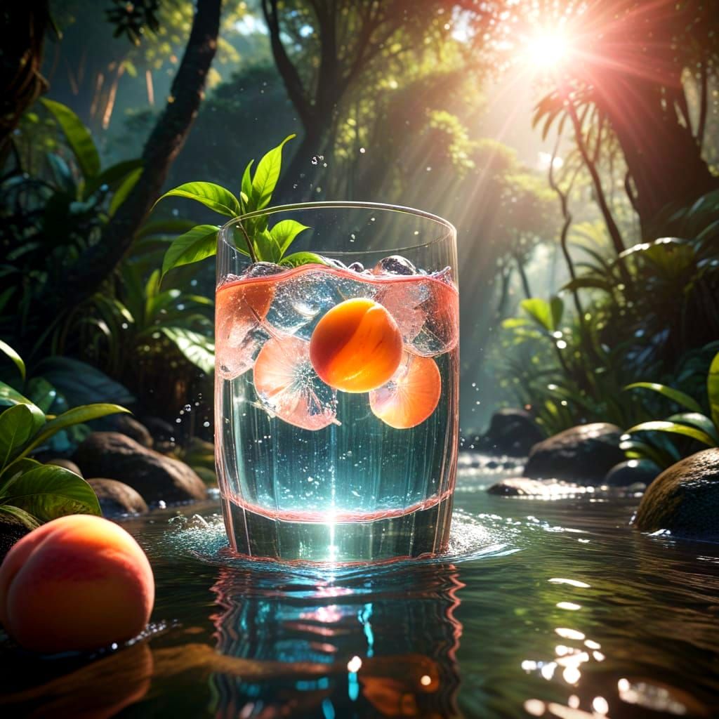 Vibrant Tropical Oasis in Sunset Glow