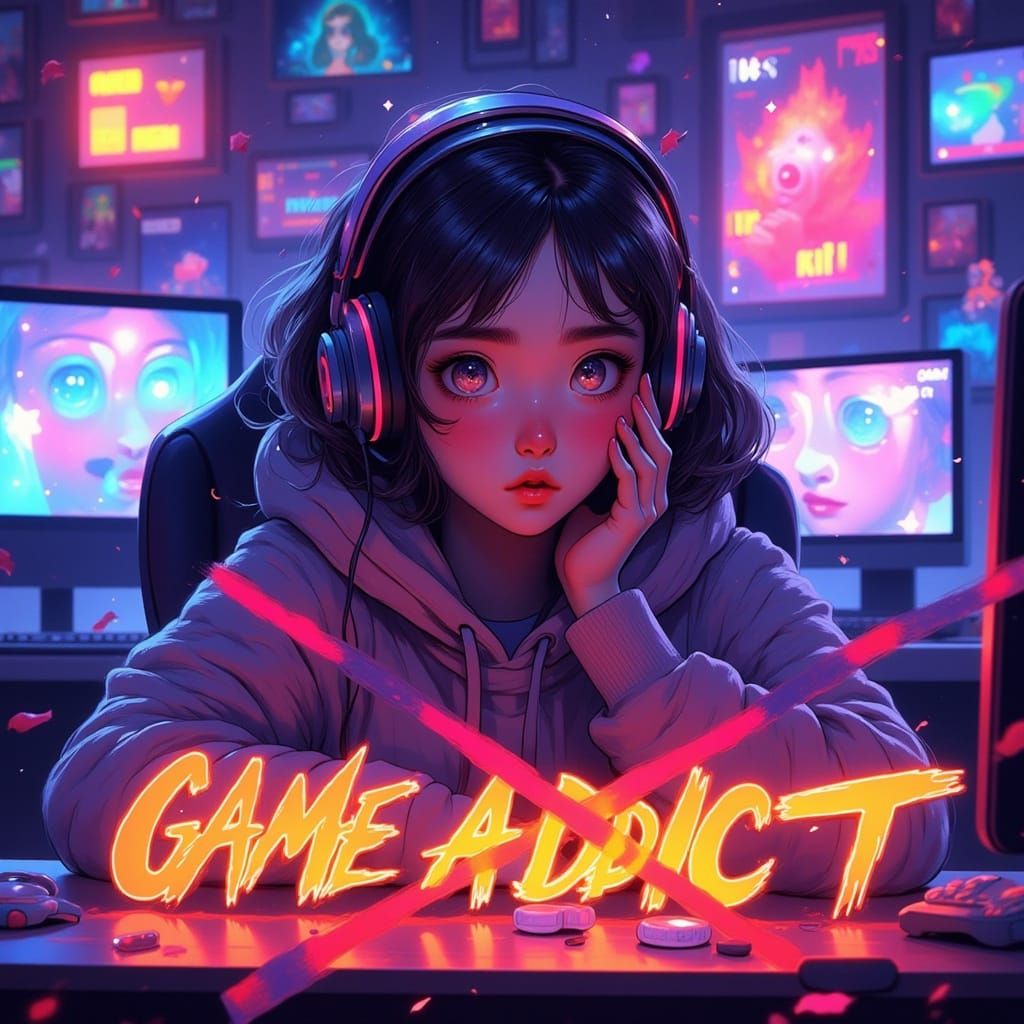 Gamer's Redemption in Neon Hues