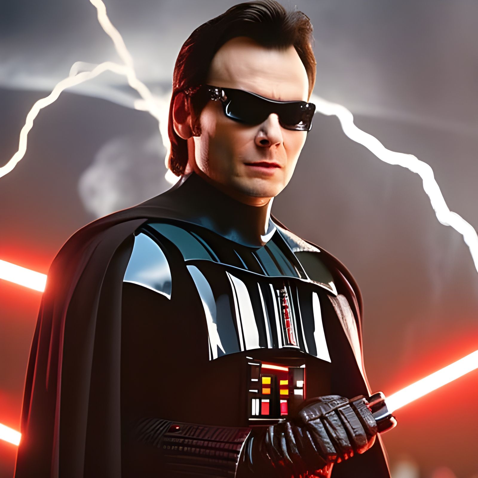 Darth Vader Helmet Portrait with Lightning