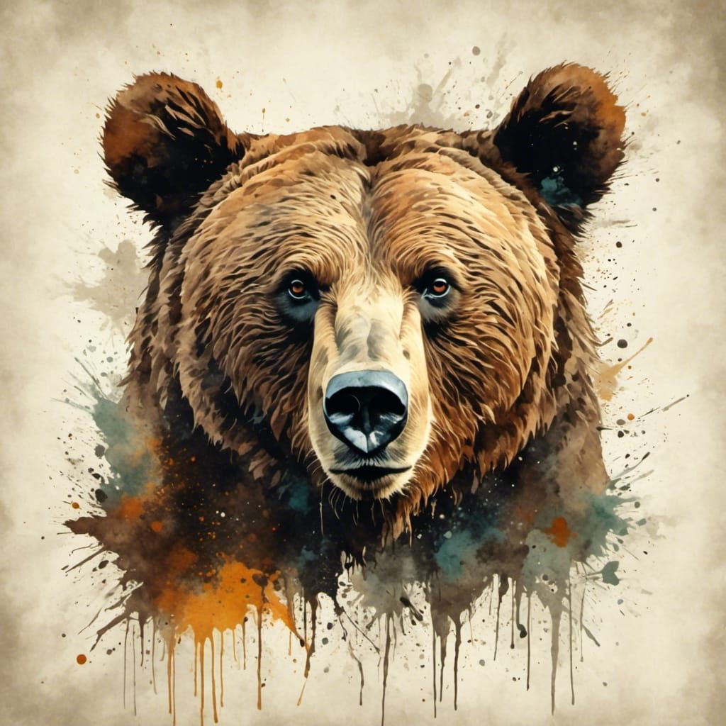 Grizzly Bear <lora:Blotched Ink:1.0>