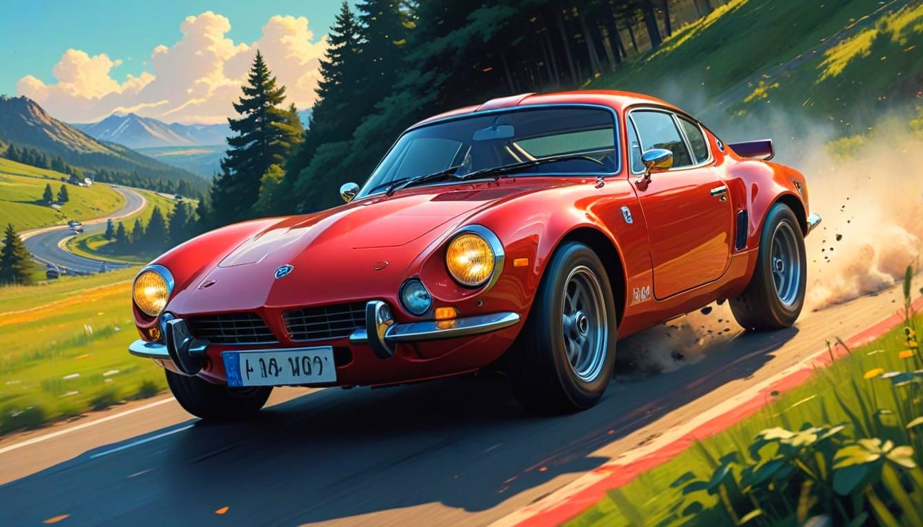 1972 Alpine A110 Races in Ruby Red Comic Art