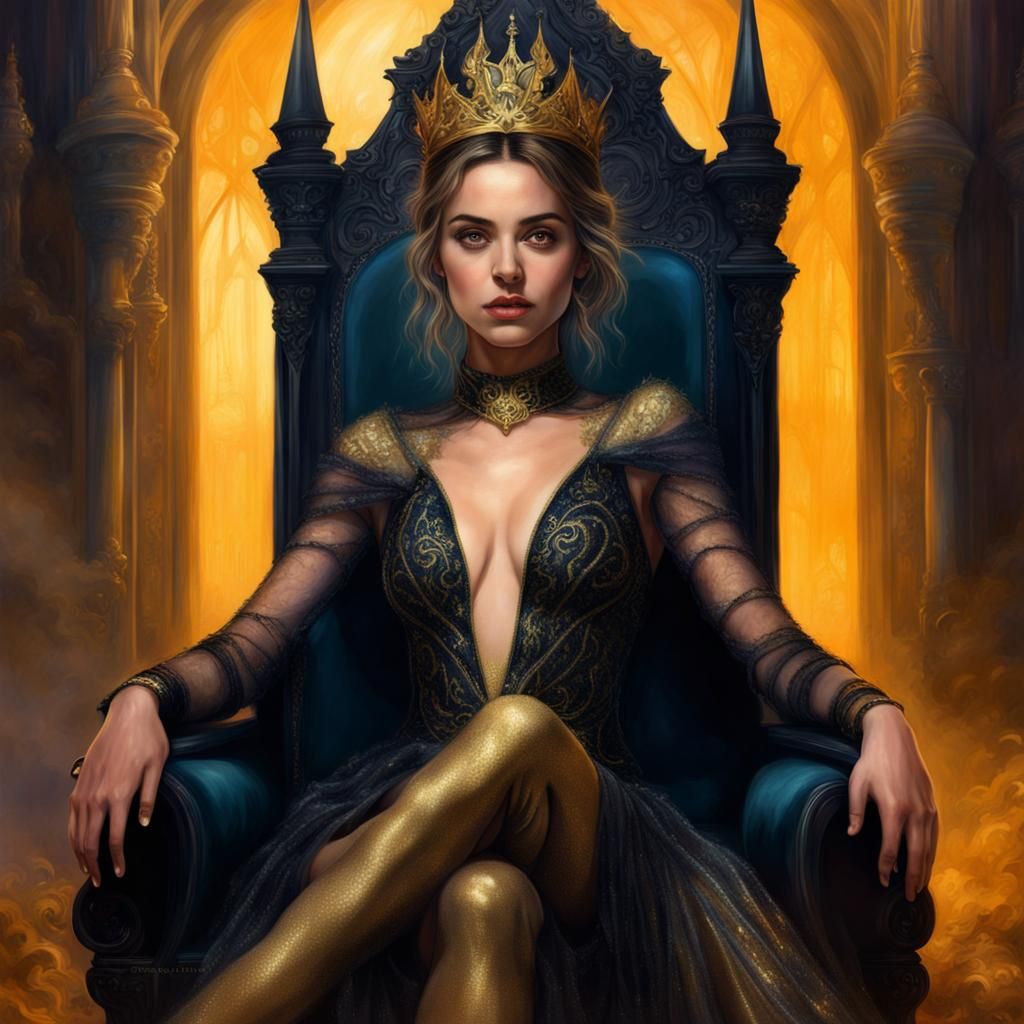Dark Witch Queen in Golden Dress