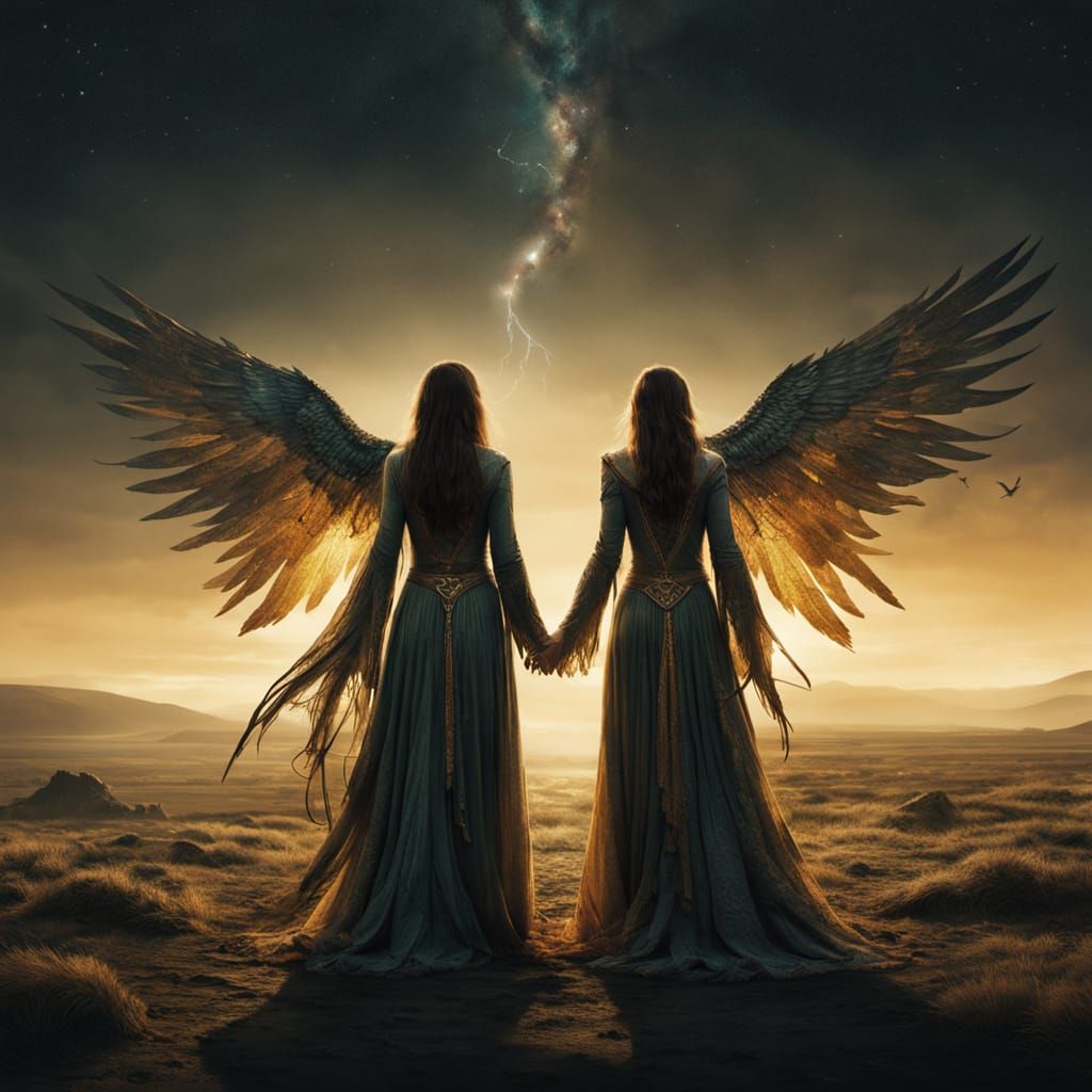 Sisters of Light and Shadow, in Ethereal Beauty